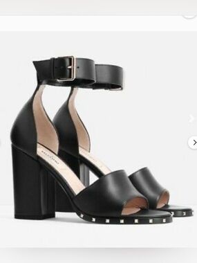 Valentino Garavani Soul Rockstud Ankle Strap Block Heel City Sandals